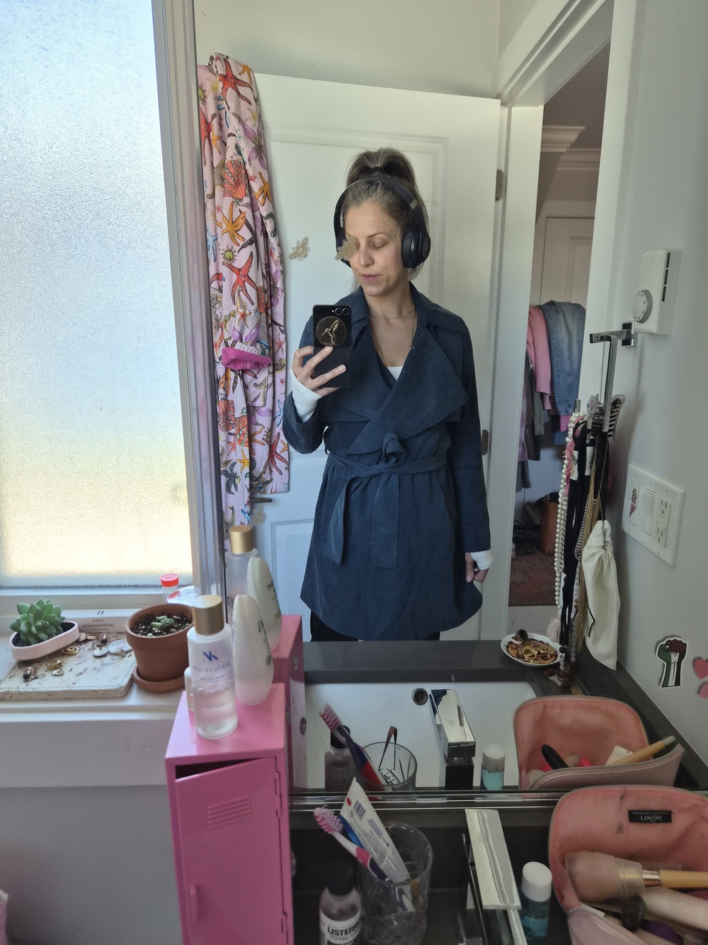 Club Monaco Navy Belted Trench Jacket
